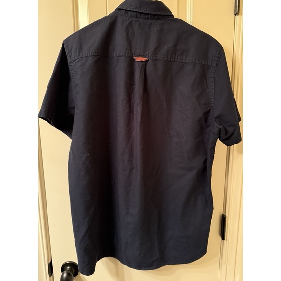 Superdry Shirt Men's XL Navy Blue Short Sleeve Button Down British Design Cotton - Picture 2 of 8